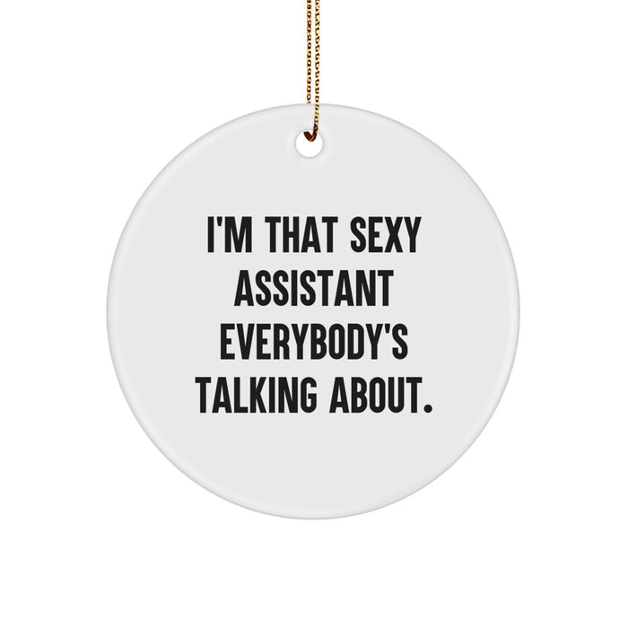 Sexy Assistant Gifts from Men to Assistants, Funny Quote Circle Ornament, Christmas Unique Gifts for Assistants - Image 1