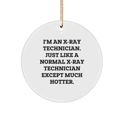 Funny X-Ray Technician Christmas Unique Gifts from Friends and Family for Coworkers with Circle Ornament, 'I'm An X-ray Technician. Just Like A Normal X-ray Technician Except Much Hotter.' - Image 1