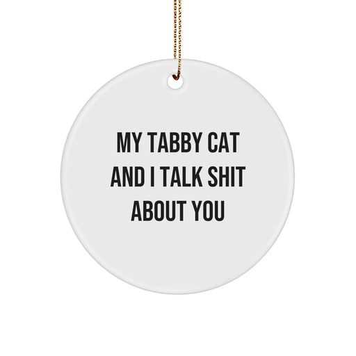 Funny Tabby Cat Circle Ornaments Gifts from Friends for Men Women Christmas Unique - Image 1