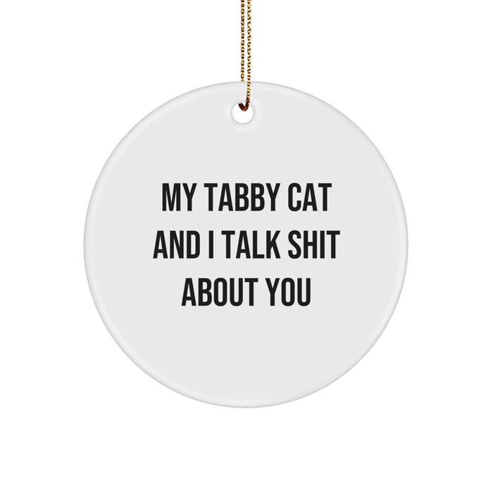 Funny Tabby Cat Circle Ornaments Gifts from Friends for Men Women Christmas Unique - Image 1