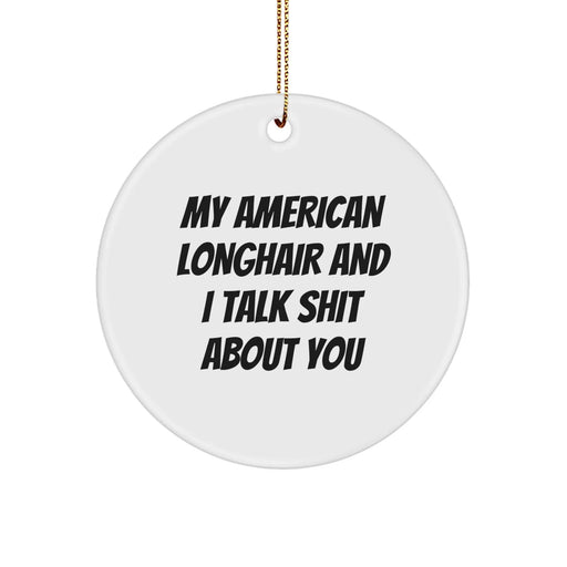 Funny American Longhair Cat Circle Ornament Gifts from Friends and Family for Christmas - Image 1