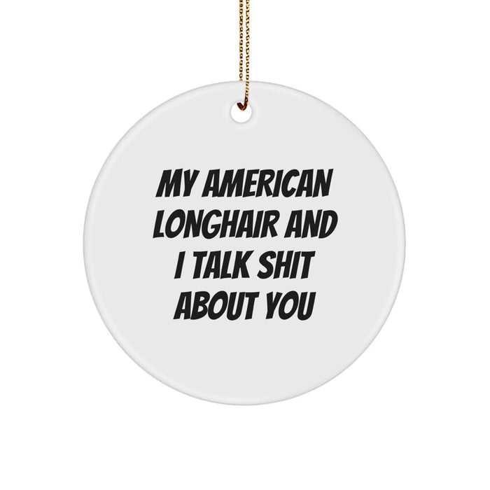 Funny American Longhair Cat Circle Ornament Gifts from Friends and Family for Christmas - Image 1