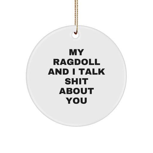Funny Ragdoll Cat Gifts - Circle Ornament with 'My Ragdoll And I Talk Shit About You' Quote, Christmas Decorations for Friends - Image 1