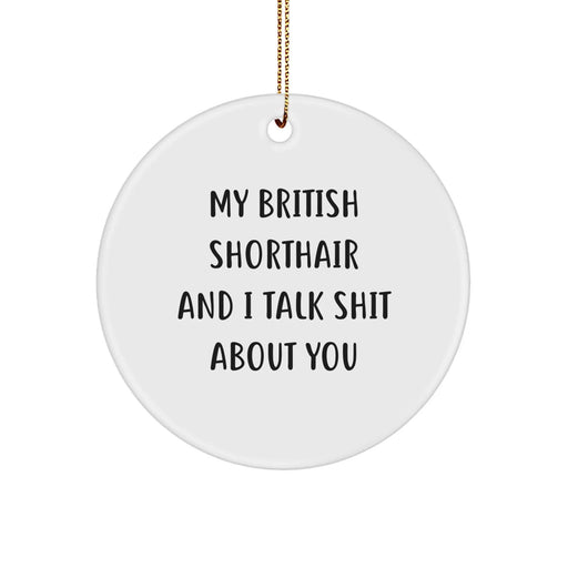 Funny British Shorthair Cat Circle Ornament, Gifts from Friends for British Shorthair Cat, My British Shorthair And I Talk Shit About You, Christmas Unique Gifts - Image 1