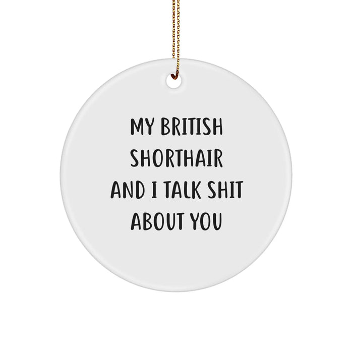 Funny British Shorthair Cat Circle Ornament, Gifts from Friends for British Shorthair Cat, My British Shorthair And I Talk Shit About You, Christmas Unique Gifts - Image 1