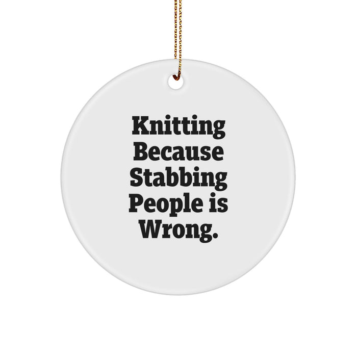 Funny Knitting Circle Ornament Gifts from Men, Women, Friends for Knitting Lovers, Christmas Unique Gifts - Image 1