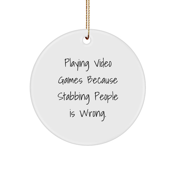 Funny Playing Video Games Gifts from Men to Friends on Christmas Unique Circle Ornaments - Image 1