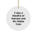 Funny Maine Coon Cat Gifts from Friends for Maine Coon Cat Lovers, Circle Ornament with I Like A Handful Of Humans And My Maine Coon Quote, Christmas Unique Decorations - Image 1