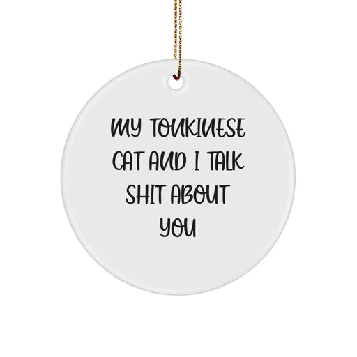 Funny Tonkinese Cat Gifts, Circle Ornaments, and Christmas Joy - 'My Tonkinese Cat And I Talk Shit About You' Quote, Gifts from Family to Friends, Gifts for Men, Women, and Tonkinese Cat Enthusiasts - Image 1