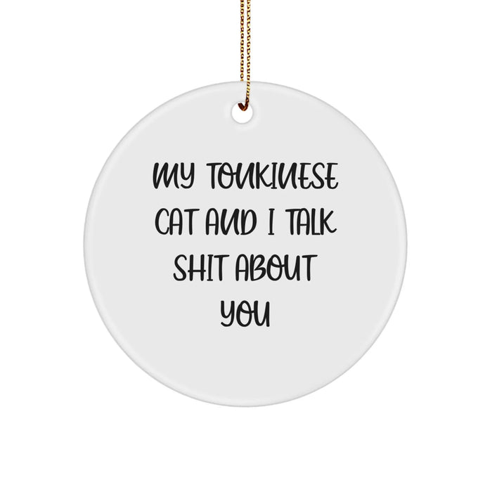 Funny Tonkinese Cat Gifts, Circle Ornaments, and Christmas Joy - 'My Tonkinese Cat And I Talk Shit About You' Quote, Gifts from Family to Friends, Gifts for Men, Women, and Tonkinese Cat Enthusiasts - Image 1