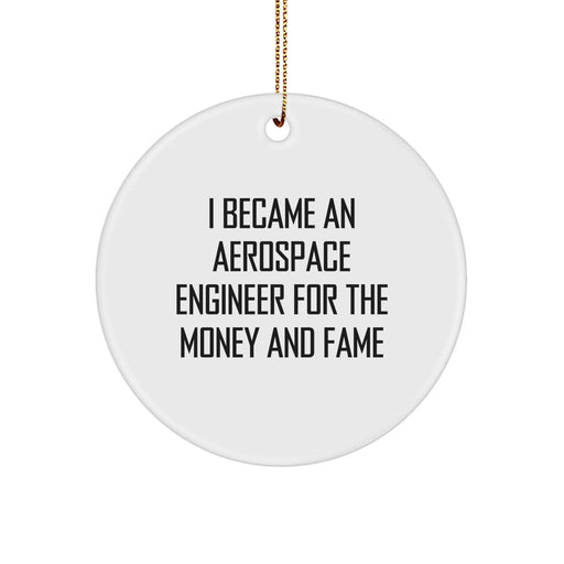 Funny Aerospace Engineer Gifts from Friends - Cute Circle Ornament with 'I Became An Aerospace Engineer For The Money And Fame' Quote, Perfect Christmas Unique Gifts for Men Women Coworkers Family - Image 1