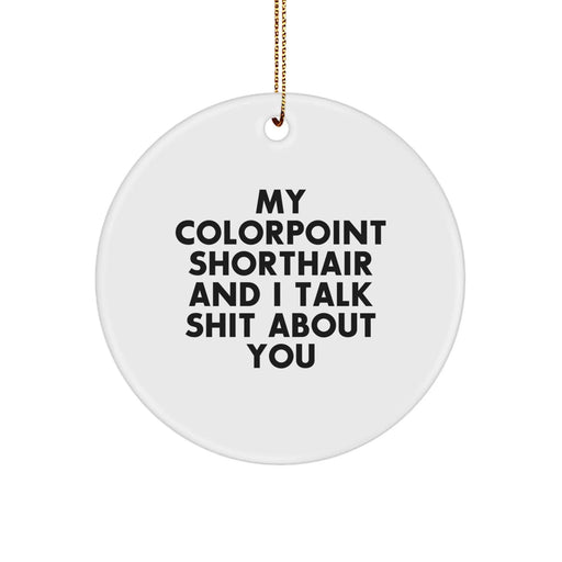 Colorpoint Shorthair Cat Gifts for Men, Women, Friends, Coworkers, and Family - Funny Circle Ornament from My Colorpoint Shorthair And I Talk Shit About You, Christmas Unique Gifts - Image 1