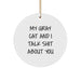 Funny Gray Cat Circle Ornament Gifts for Friends, Coworkers, and Family - 'My Gray Cat And I Talk Shit About You' Christmas Decorations - Image 1