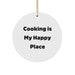 Cooking Enthusiasts' Delight, 'Cooking Is My Happy Place', Christmas Circle Ornament Gifts from Friends, Family, or Coworkers, Perfect for Cooking Lovers - Image 1