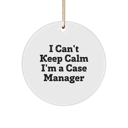 Funny Case Manager Gifts from Friends for Case Managers, I Can't Keep Calm I'm A Case Manager Circle Ornament, Unique Christmas Unique Gifts for Family - Image 1