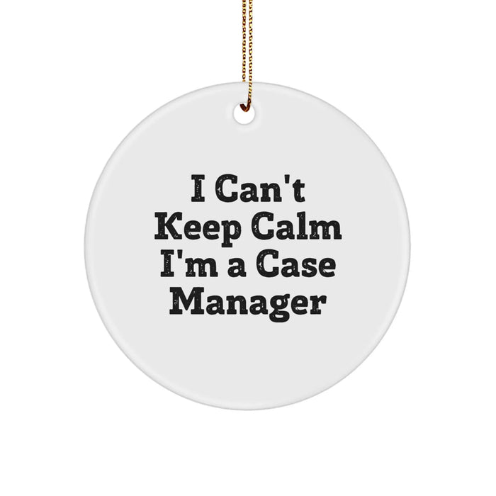 Funny Case Manager Gifts from Friends for Case Managers, I Can't Keep Calm I'm A Case Manager Circle Ornament, Unique Christmas Unique Gifts for Family - Image 1