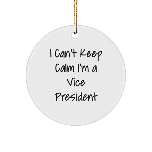 Funny Vice President Gifts for Men Women Friends Family - I Can't Keep Calm I'm A Vice President Circle Ornament - Image 1