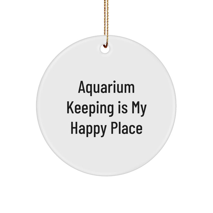 Aquarium Keeping Gifts from Friends for Aquarium Keeping Enthusiasts, 'Aquarium Keeping Is My Happy Place' Circle Ornament, Christmas Unique Presents - Image 1