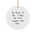 Funny Logger Christmas Ornaments Gifts from Friends for Him Circle Ornament Be Nice To Me I May Be Your Logger One Day. - Image 1