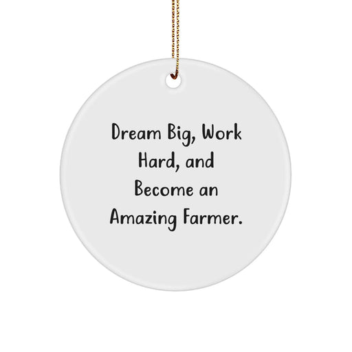 Dream Big Gifts for Farmers, Inspirational Christmas Circle Ornament, Funny Farming Quote, Gift Idea for Family and Friends - Image 1