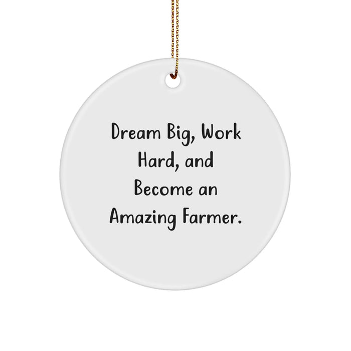 Dream Big Gifts for Farmers, Inspirational Christmas Circle Ornament, Funny Farming Quote, Gift Idea for Family and Friends - Image 1