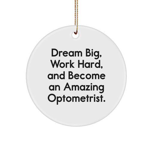 Funny Optometrist Gifts from Men to Family, Christmas Unique Circle Ornament with Dream Big Quote, Inspirational Optometrist Office Decor - Image 1