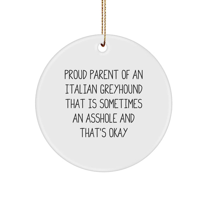 Funny Italian Greyhound Dog Gifts, Circle Ornament, Christmas Unique Gifts from Friends for Proud Parent, Gifts for Italian Greyhound Dog Lovers - Image 1