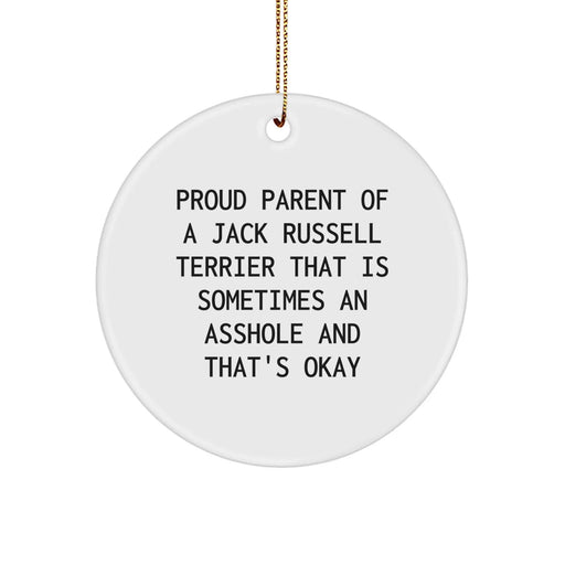 Funny Jack Russell Terrier Dog Gifts from Proud Parents, Christmas Circle Ornament for Men, Women, Family, Friends - Image 1