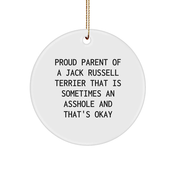 Funny Jack Russell Terrier Dog Gifts from Proud Parents, Christmas Circle Ornament for Men, Women, Family, Friends - Image 1
