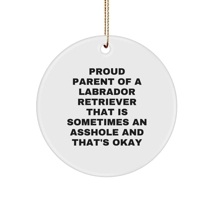 Funny Labrador Retriever Dog Mom Gifts from Friends - Circle Ornament for Proud Parent - Image 1