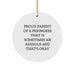Pekingese Dog Gifts, Funny Circle Ornament, 'Proud Parent Of A Pekingese That Is Sometimes An Asshole And That's Okay' Quote, Gifts from Family to Pekingese Dog Lover, Unique Christmas Unique Gifts - Image 1