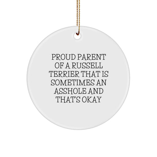 Funny Russell Terrier Dog Gifts for Men Women Friends Family Circle Ornament - Image 1