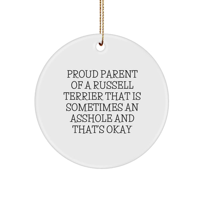 Funny Russell Terrier Dog Gifts for Men Women Friends Family Circle Ornament - Image 1