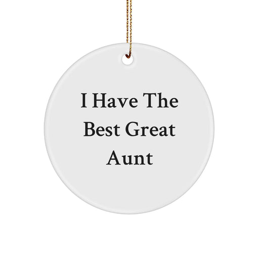 Funny Aunt Gifts from Family - 'I Have The Best Great Aunt' Circle Ornament, White, 2.75" Tall, 0.5 oz, Perfect for Christmas - Image 1