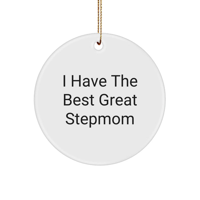 Funny Stepmom Gifts from Men for Stepmom - 'I Have The Best Great Stepmom' Circle Ornament, Christmas Unique Gifts - Image 1