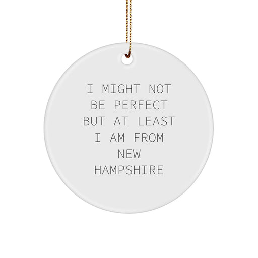 Funny New Hampshire Gifts from Friends for Men and Women - I Might Not Be Perfect Circle Ornament - Image 1