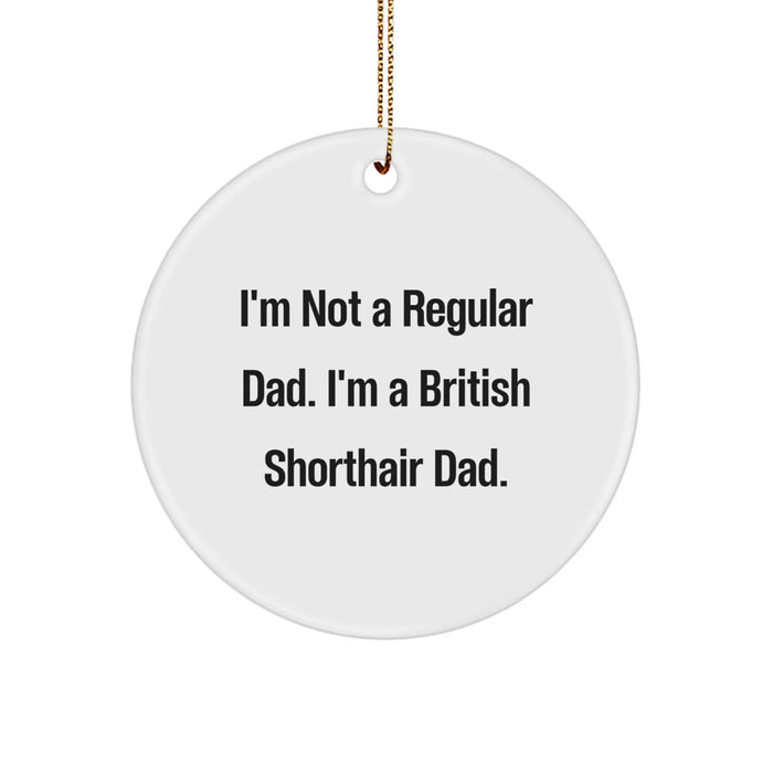 British Shorthair Cat Lover Gifts from Dad, Funny Circle Ornament for Christmas Unique Gifts for British Shorthair Cat - Image 1