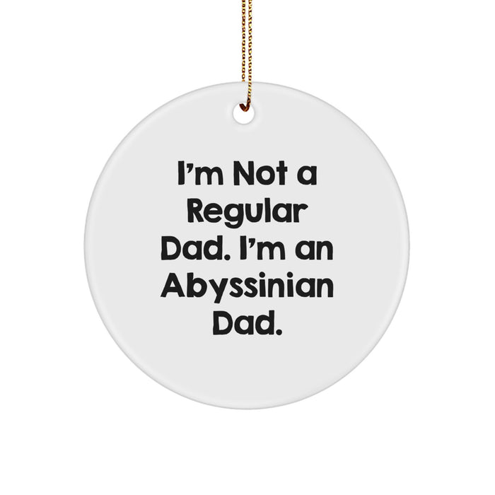 Abyssinian Cat Lovers Gifts from Men, Funny Christmas Unique Gifts for Abyssinian Cat Owners, 'I'm Not A Regular Dad. I'm An Abyssinian Dad.' Circle Ornament - Image 1