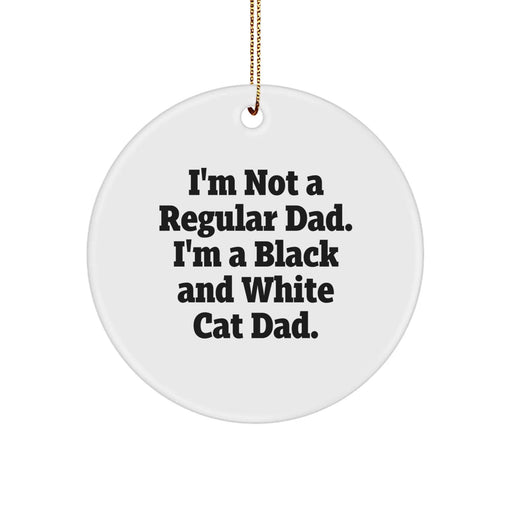 Funny Black and White Cat Dad Circle Ornament, Gifts from Dad for Black and White Cat Lovers, Unique Christmas Unique Gifts for Home Decor - Image 1
