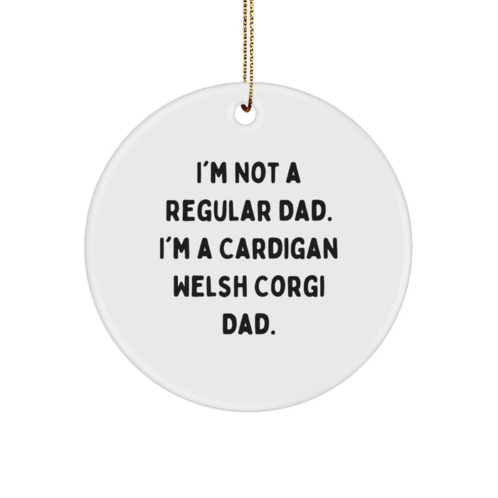 Funny Cardigan Welsh Corgi Dad Christmas Unique Gifts for Family Members with Cute Circle Ornament Gifts from Men - Image 1