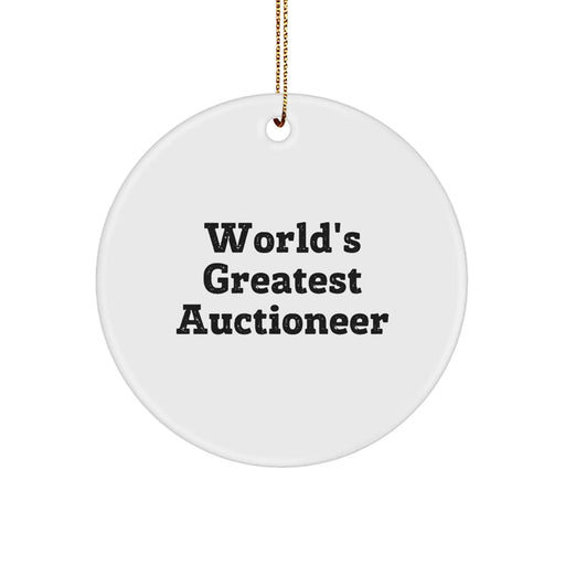 Funny Auctioneer Gifts from Men for World's Greatest Auctioneer Circle Ornament, Christmas Unique Gifts, Auctioneer Decorations, Circle Shaped MDF Ornaments, Christmas Decorations for Home - Image 1