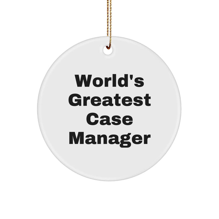 Case Manager Gifts from Friends, 'World's Greatest' Inspirational Circle Ornament, White, for Christmas - Image 1