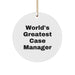 Case Manager Gifts from Friends, 'World's Greatest' Inspirational Circle Ornament, White, for Christmas - Image 1