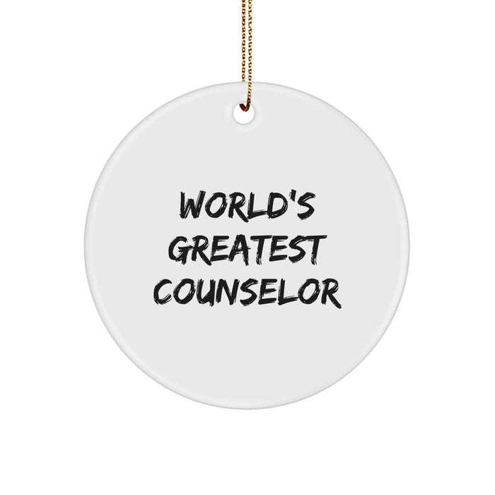 Funny Counselor Gifts from Friends for Counselor - World's Greatest Counselor Circle Ornament, White, Christmas Unique Gifts - Image 1