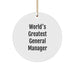 Witty General Manager Gifts from Friends, 'World's Greatest' Circle Ornament for Christmas - Image 1