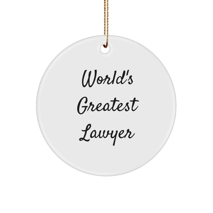 Funny World's Greatest Lawyer Gifts for Men, Circle Ornament for Christmas, Inspirational Quote, Durable MDF, High-Gloss Finish, Gifts from Men to Lawyer, Lawyer Gifts for Christmas - Image 1
