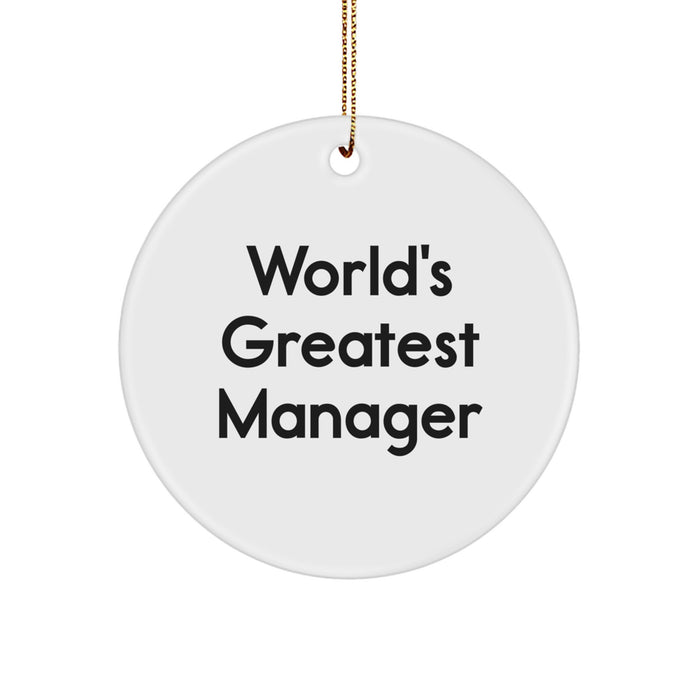 World's Greatest Manager Funny Quote Circle Ornament, Gifts from Men for Manager, Christmas Unique Gifts - Image 1