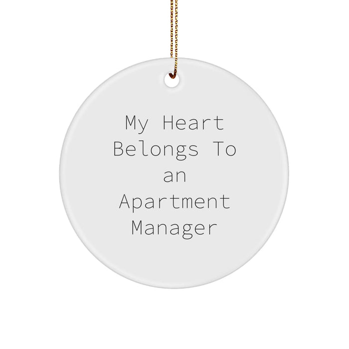 Funny Apartment Manager Gifts, My Heart Belongs To An Apartment Manager, Circle Ornament, Christmas Unique Gifts from Friends, Apartment Manager, Men, Women, Family - Image 1
