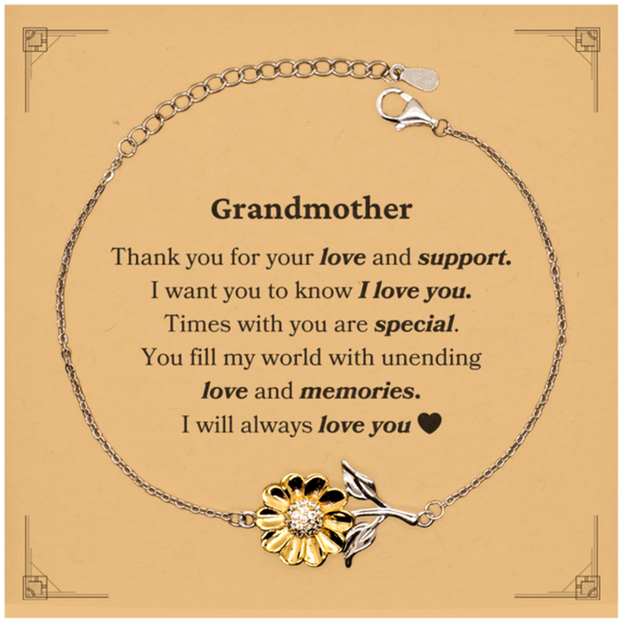 To My Grandmother Thank you Sunflower Bracelet Mother Father Day Motivational Gifts for Grandmother Thank you for your love and support. I will always love you