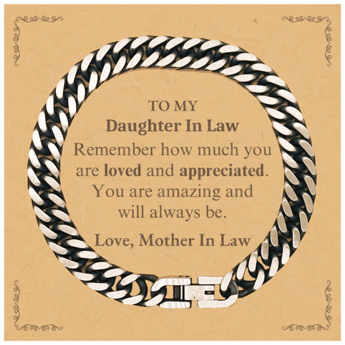 Adjustable Cuban Link Chain Bracelet for Daughter In Law Birthday Gifts for From Mother In Law, Graduation Daughter In Law Idea Gifts Remember how much you are loved and appreciated.